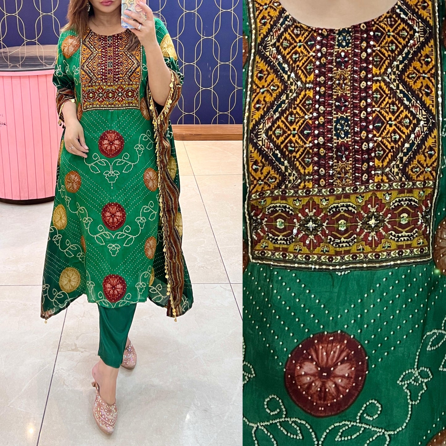 Pure crepe fabric kaftan with beautiful sequence work -1402