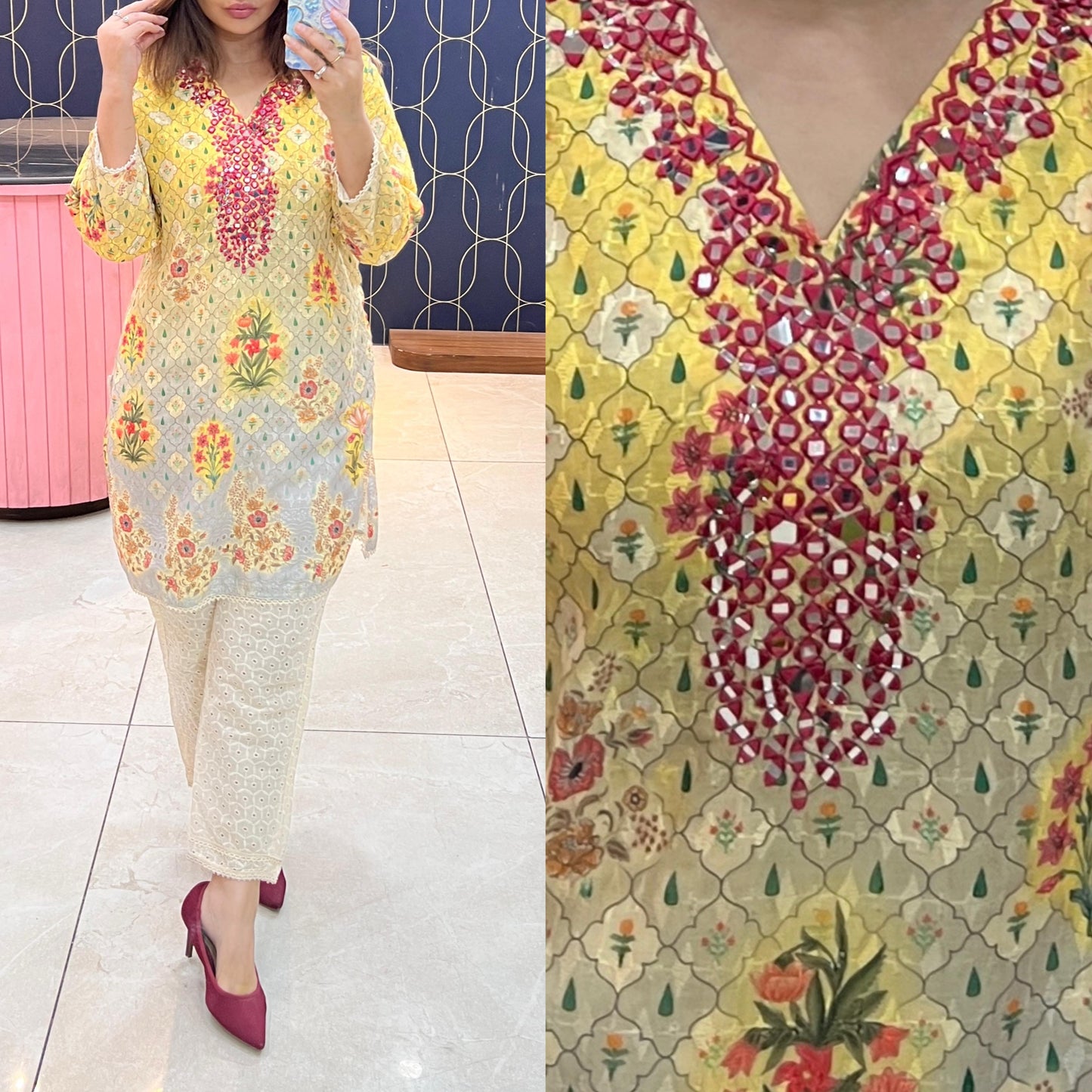 Orignal Chifli work & Orignal Mirror Work coord set