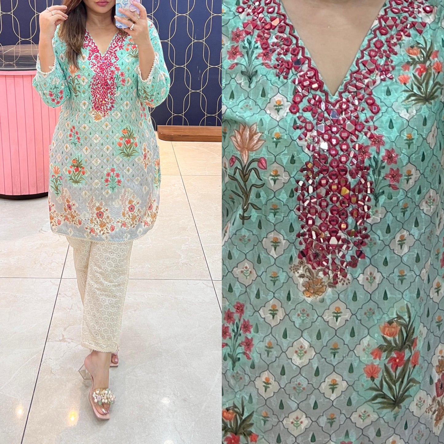 Orignal Chifli work & Orignal Mirror Work coord set