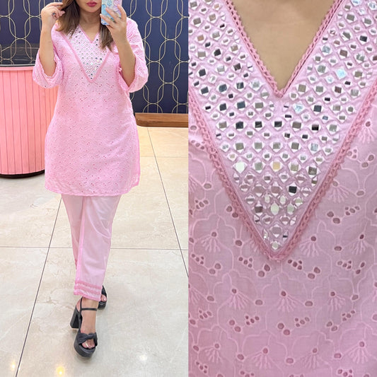 100% Pure Cotton Chifli with Orignal Mirror Work Embriodery 1414