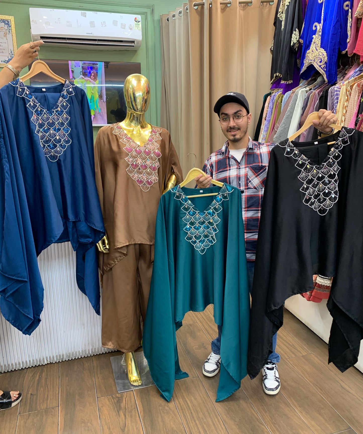 Beautiful satin silk indo western 2 pc -1354