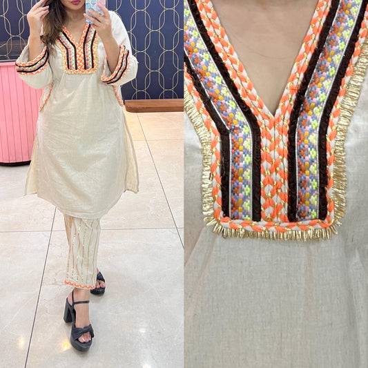 Beautiful lace work coord set with pants