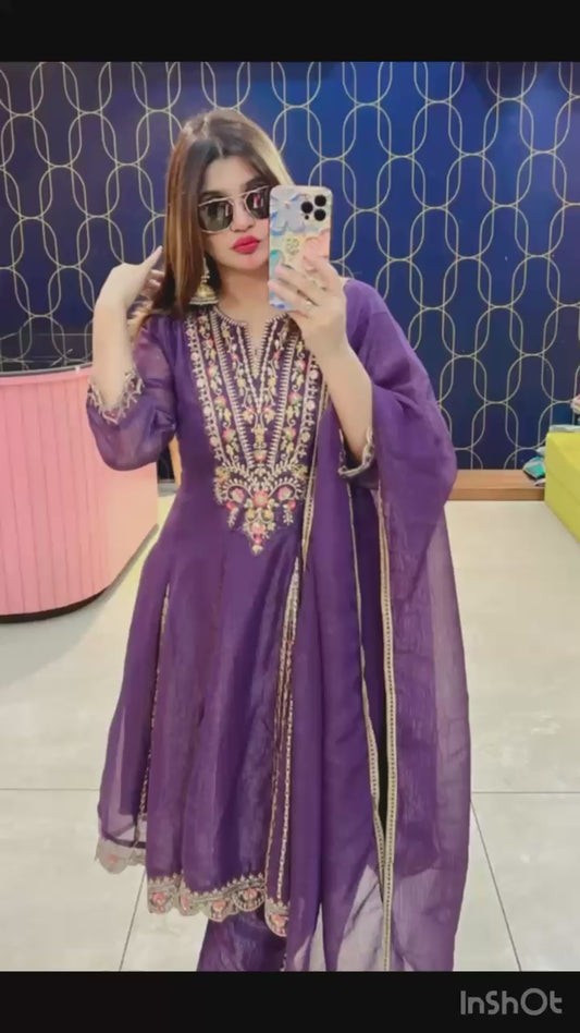 Beautiful three piece suit with embroidery