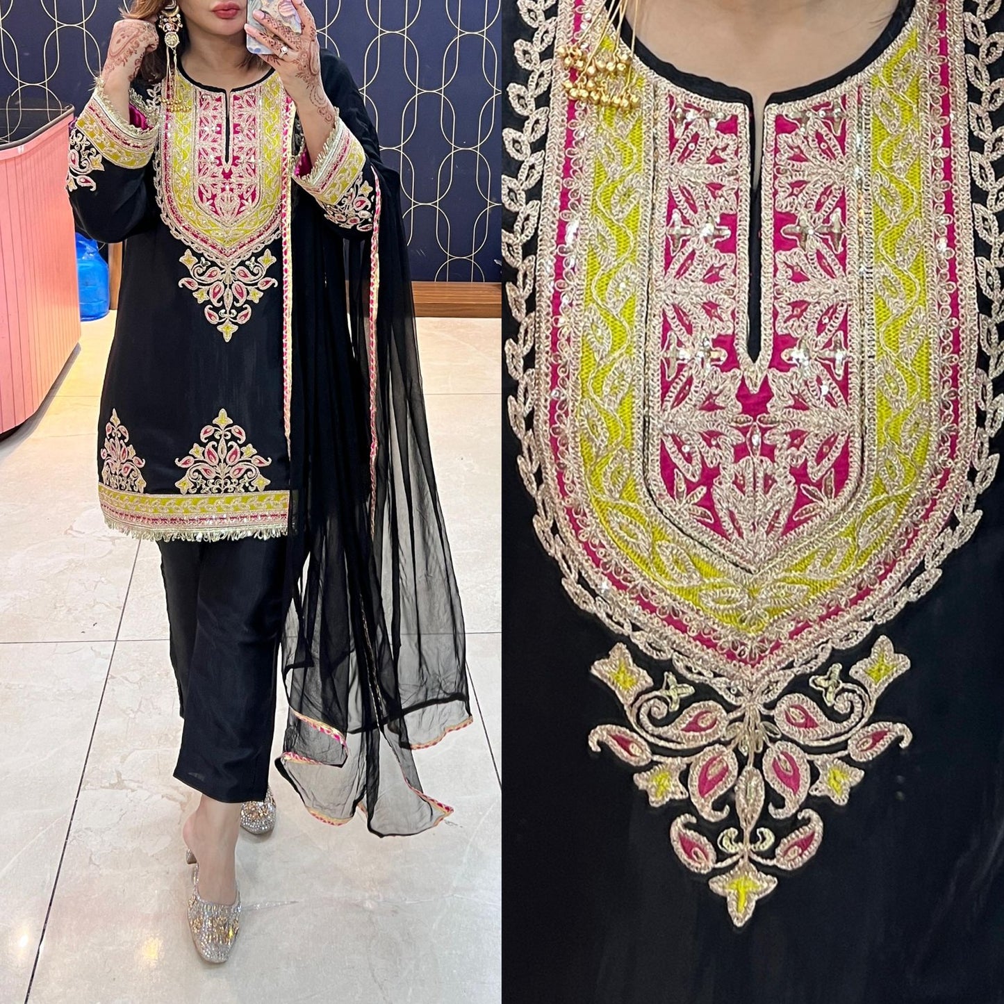 Designer Dupatta Coord with Beautiful embroidery