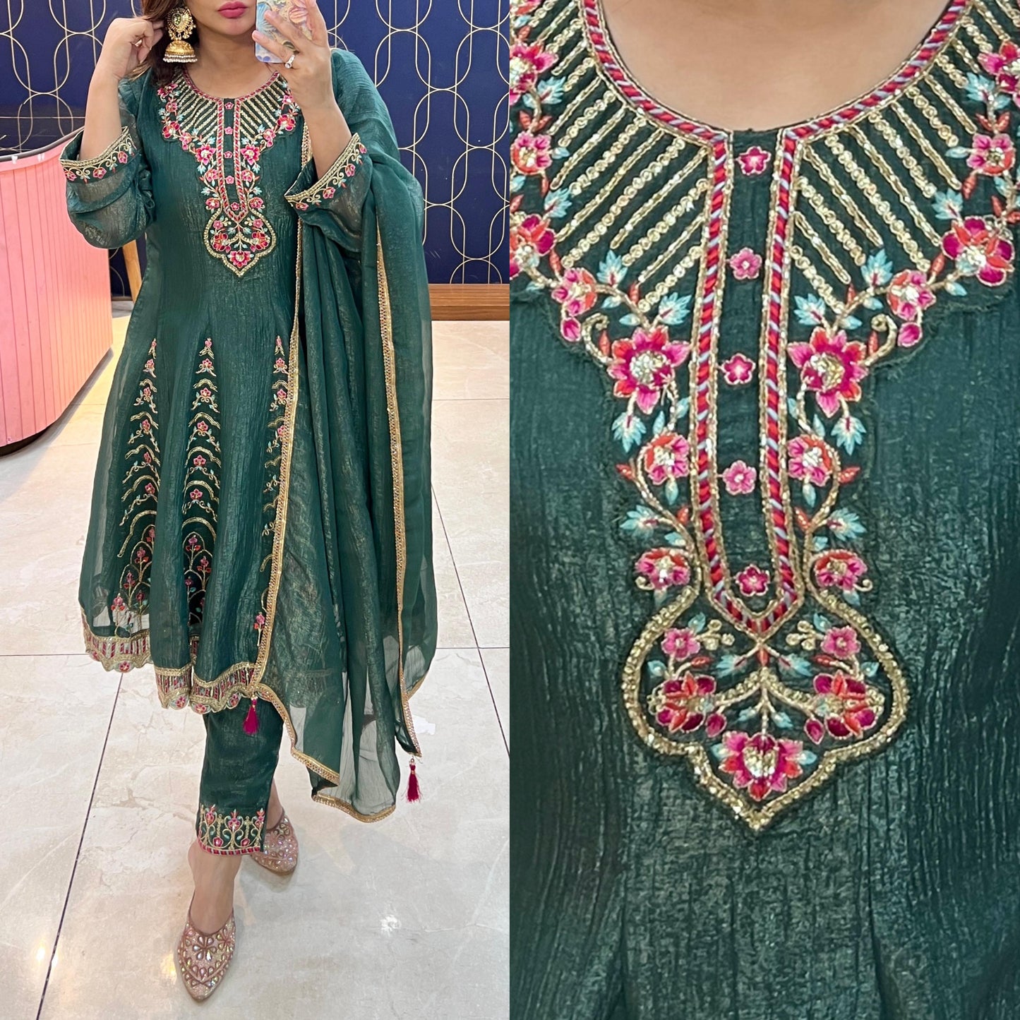 Beautiful three piece suit with embroidery