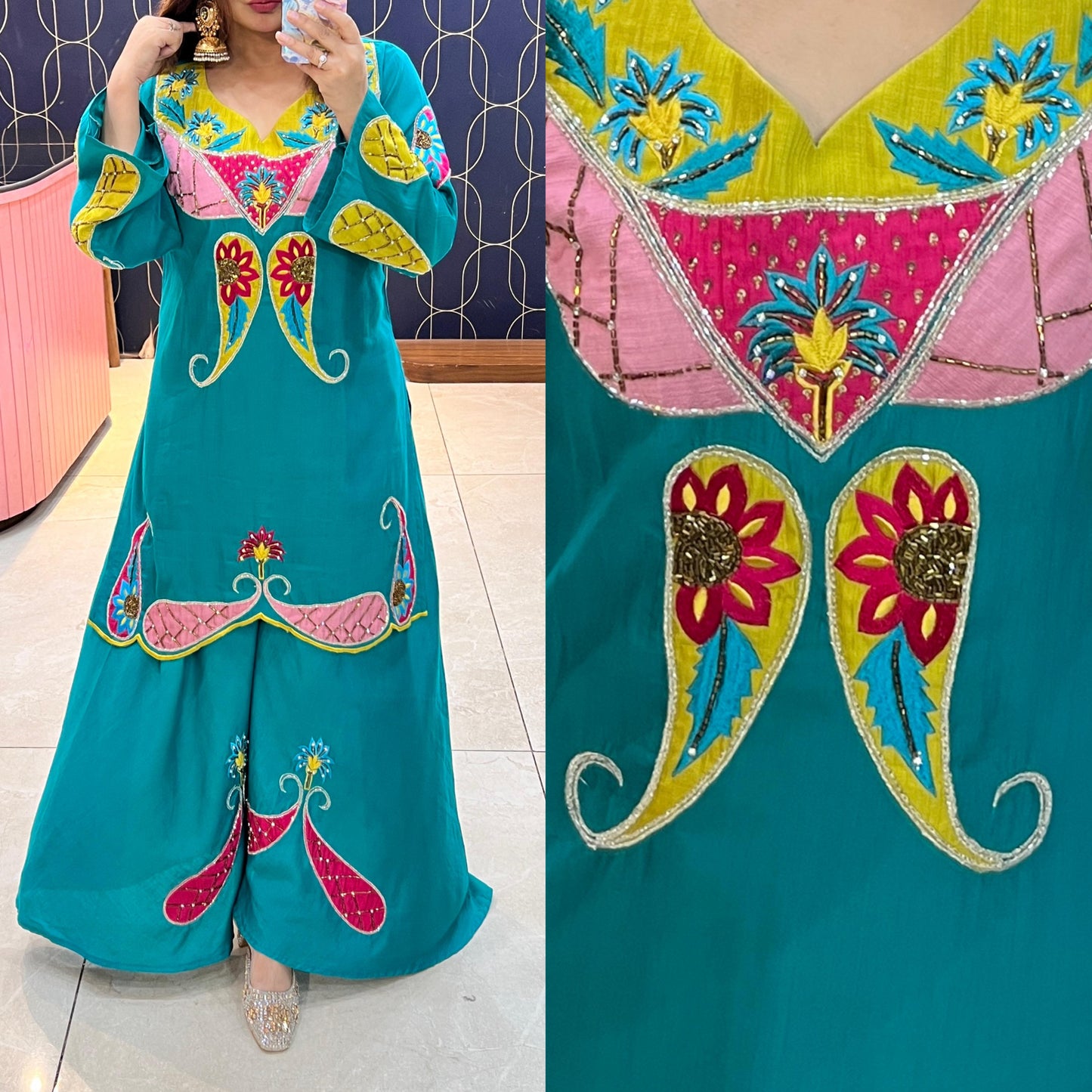 Beautiful sharara Coord Set with Katdana Work