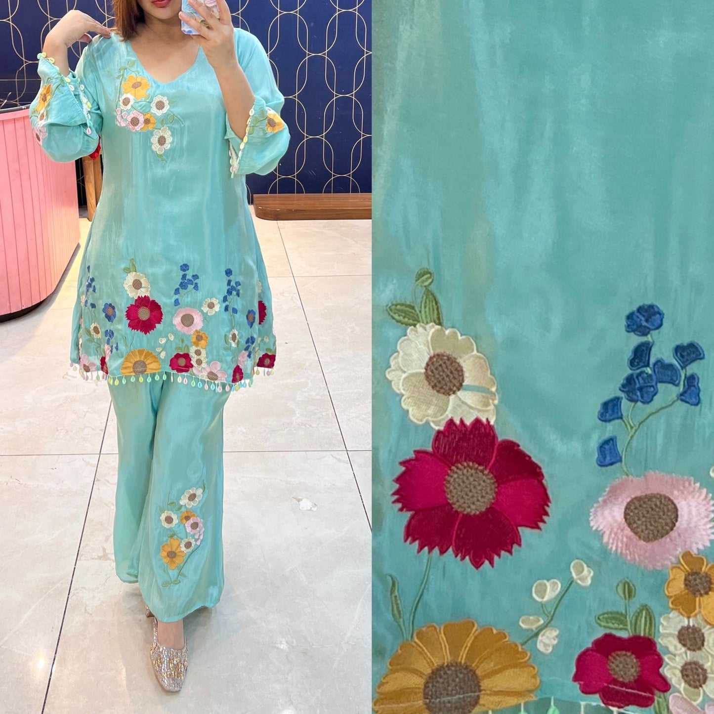 Pure Shimmer Coordset with beautiful embroidery