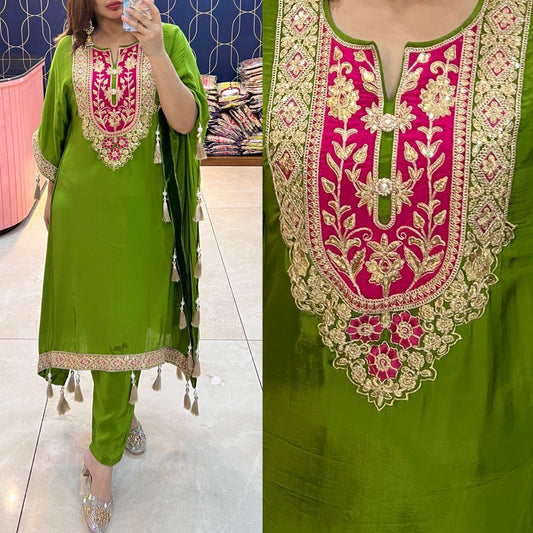 Pure Crepe kaftaan with gotapati and tussles