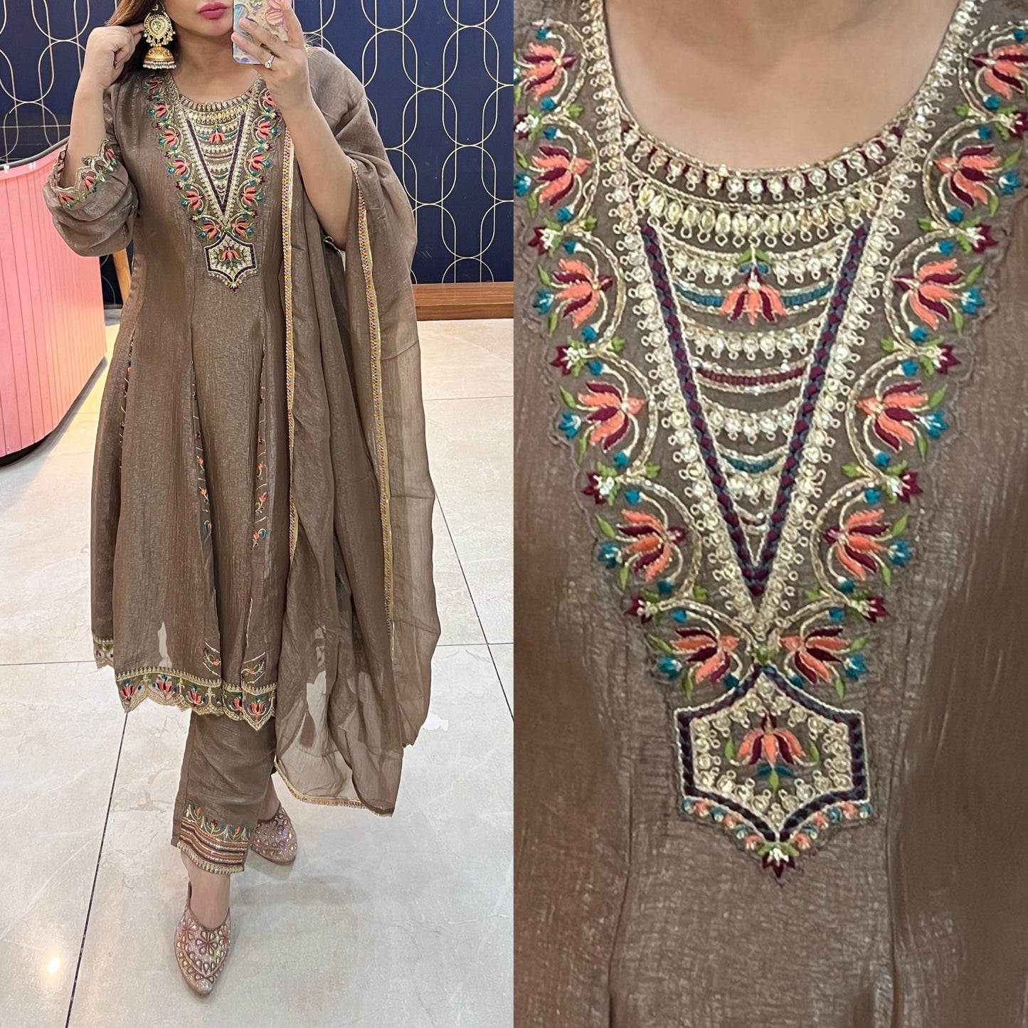 Beautiful three piece suit with embroidery