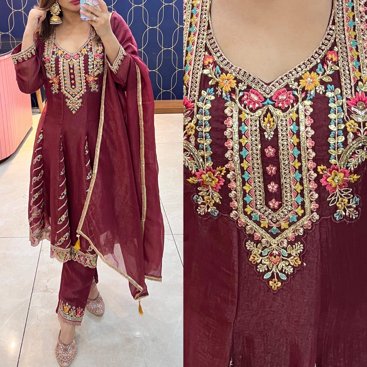 Beautiful three piece suit with embroidery