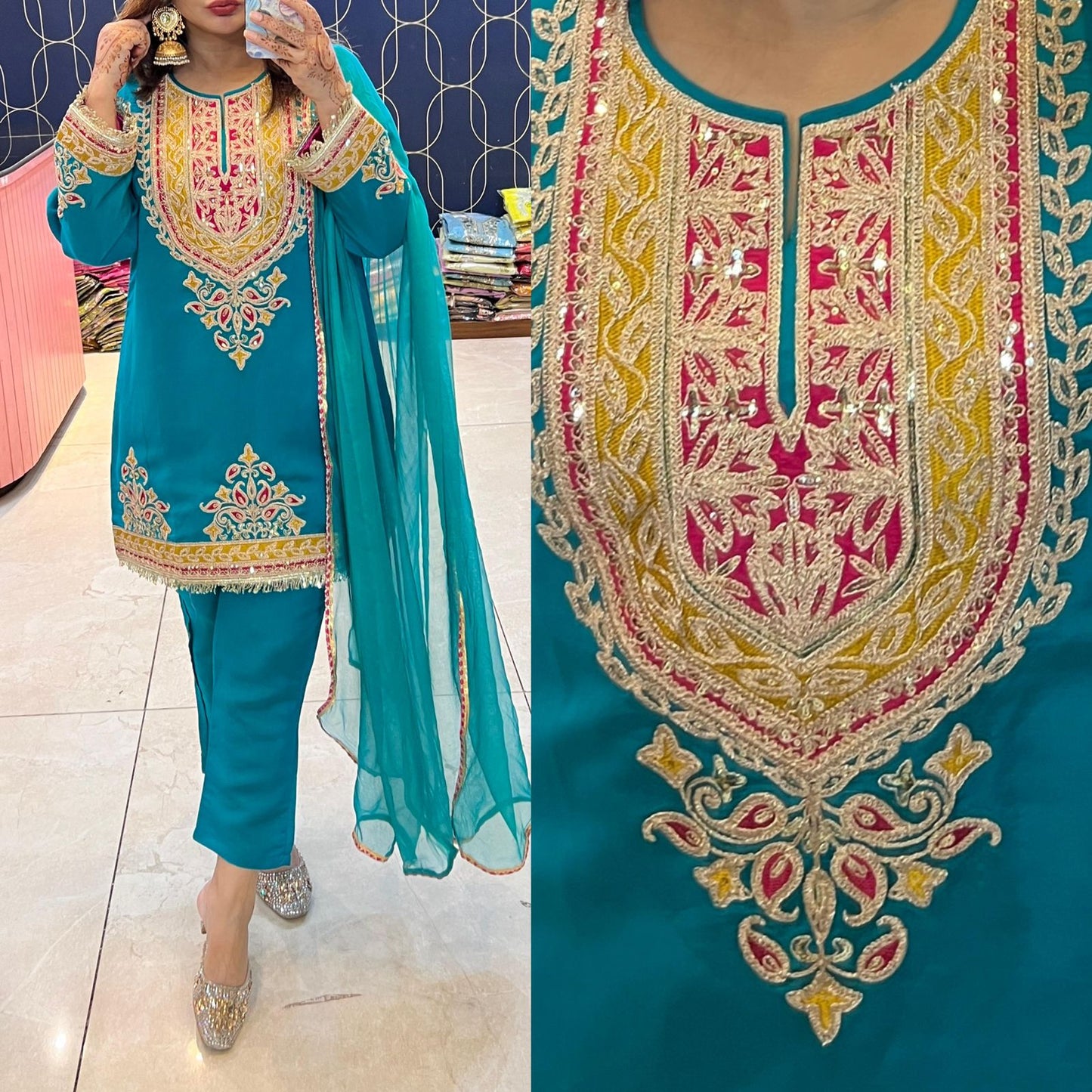 Designer Dupatta Coord with Beautiful embroidery