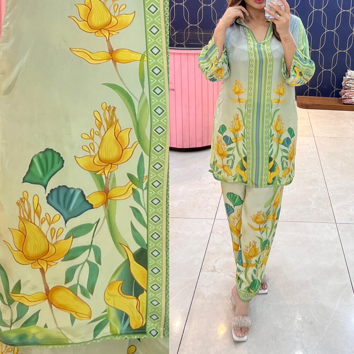 Digital print crepe coord set