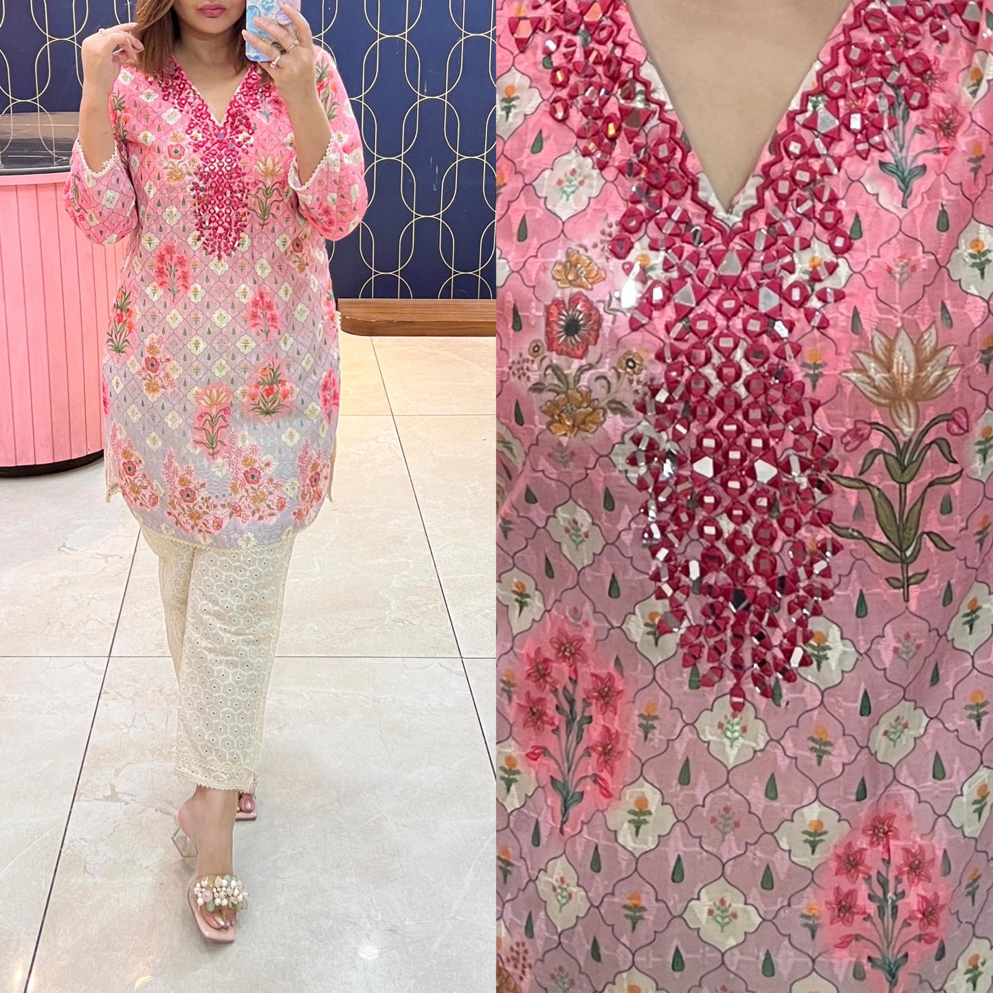 Orignal Chifli work & Orignal Mirror Work coord set