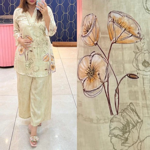 Beautiful cotton flex Cordset with digital print -1407