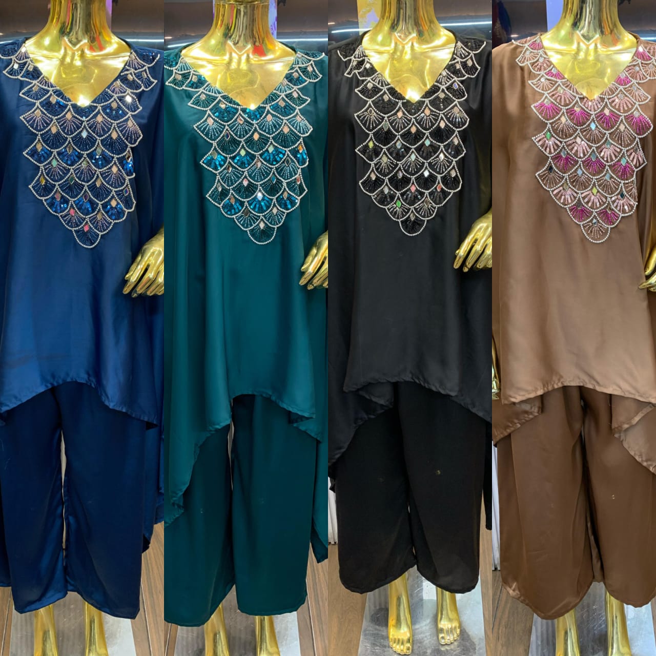 Beautiful satin silk indo western 2 pc -1354