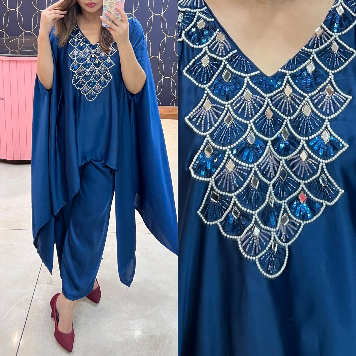 Beautiful satin silk indo western 2 pc -1354