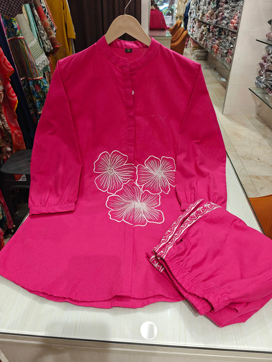 Pure cotton coord set with thread work - 1422