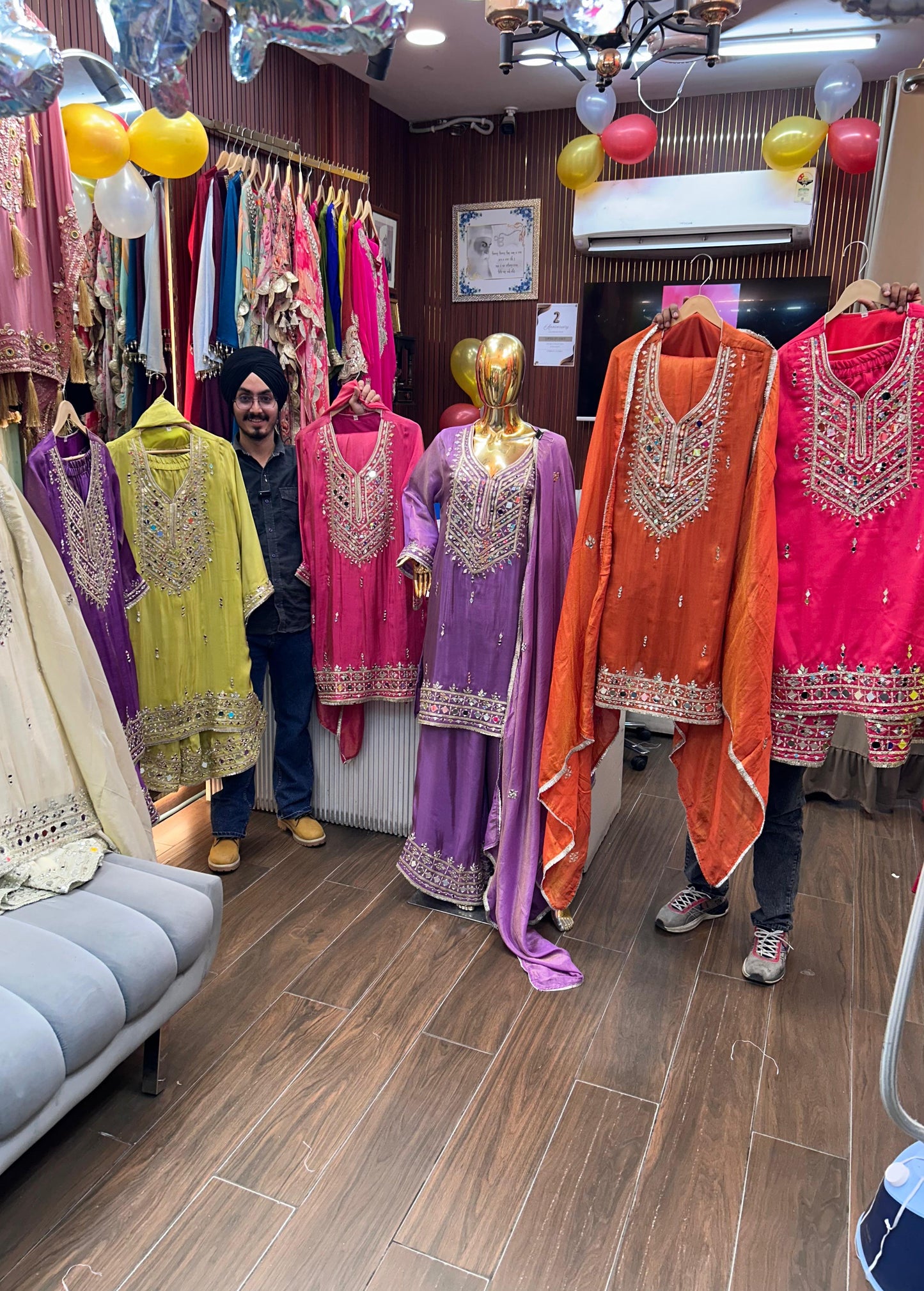 Pure tissue shimmer sharara with original mirror work