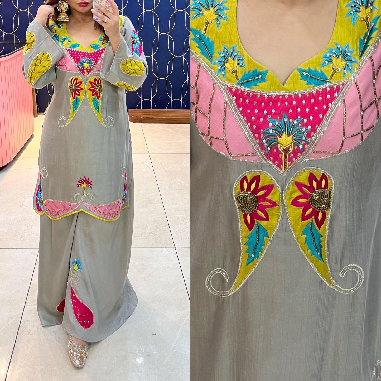 Beautiful sharara Coord Set with Katdana Work