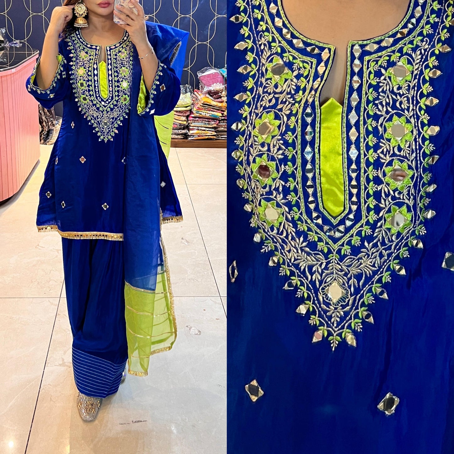 Pure Glass tissue Coord set with Farshi Salwar