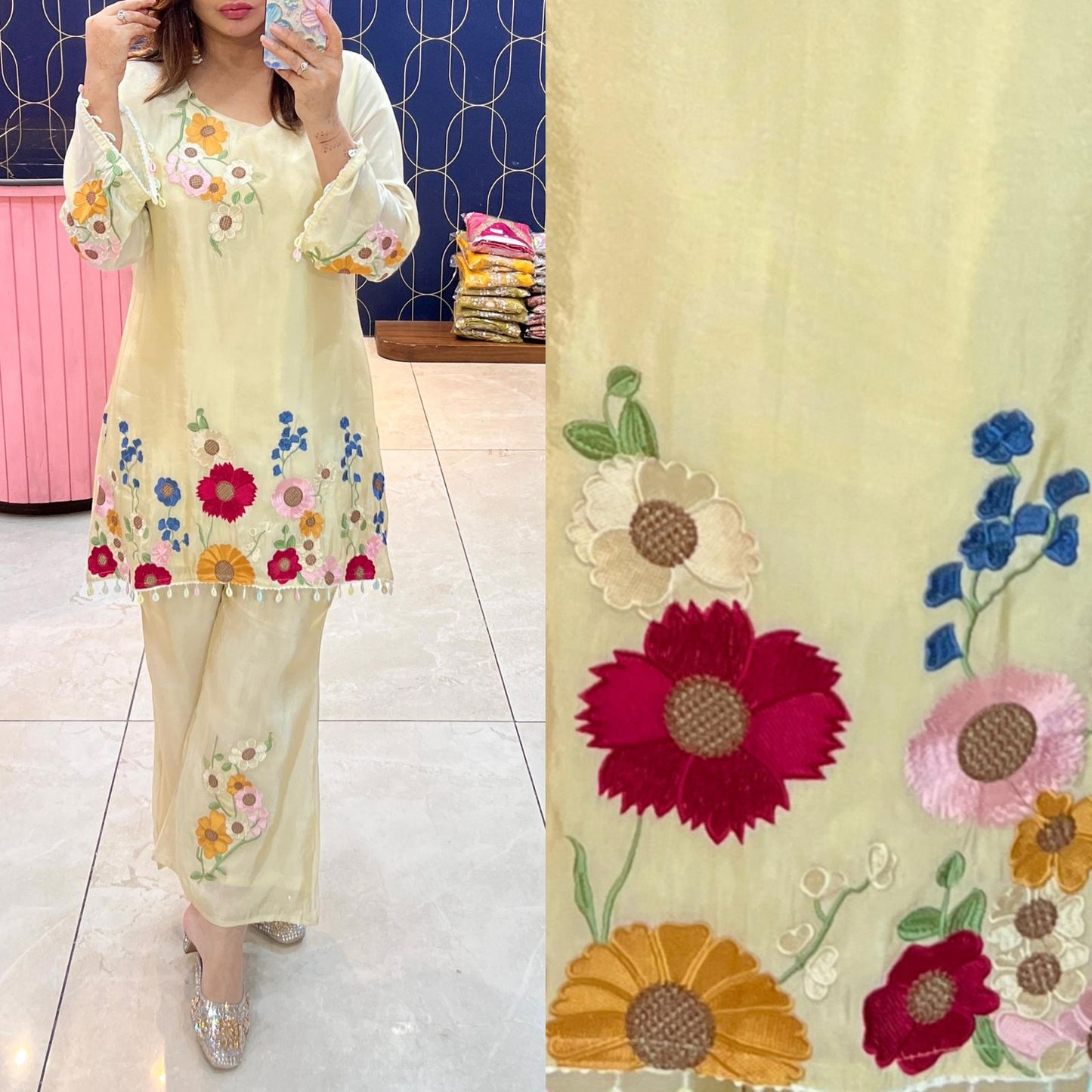 Pure Shimmer Coordset with beautiful embroidery