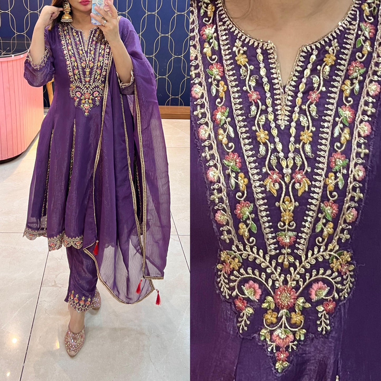 Beautiful three piece suit with embroidery