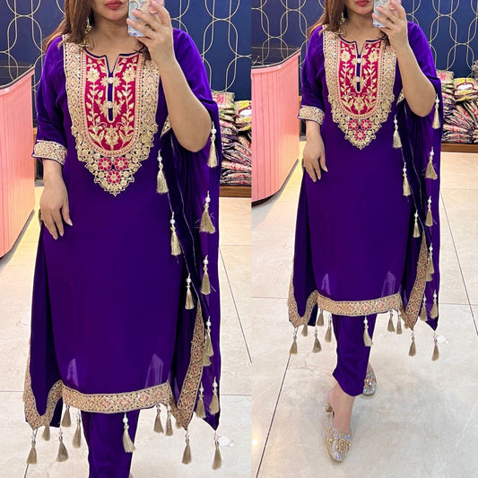 Pure Crepe kaftaan with gotapati and tussles