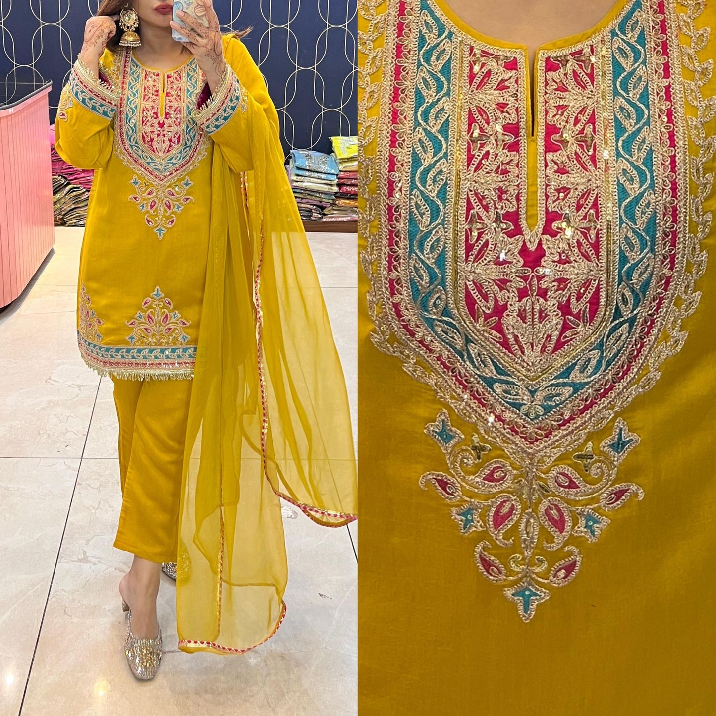 Designer Dupatta Coord with Beautiful embroidery
