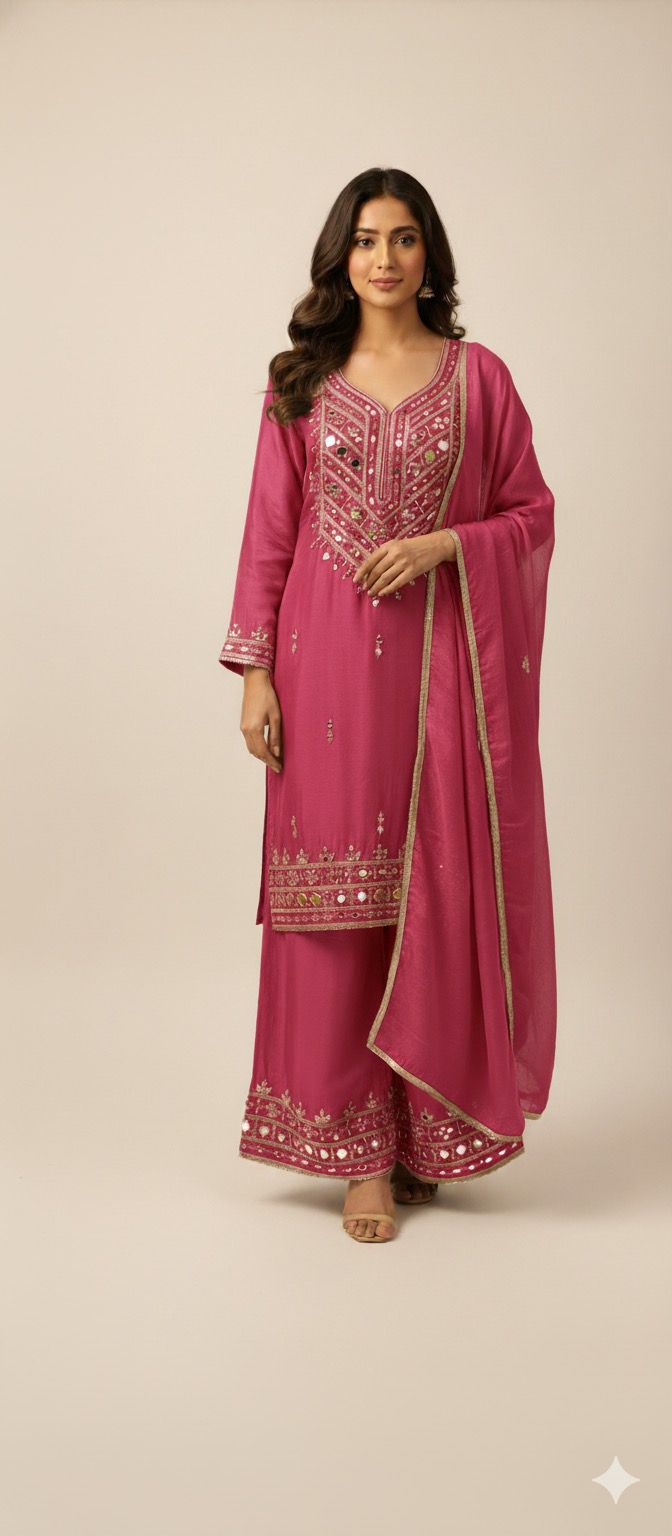 Pure tissue shimmer sharara with original mirror work