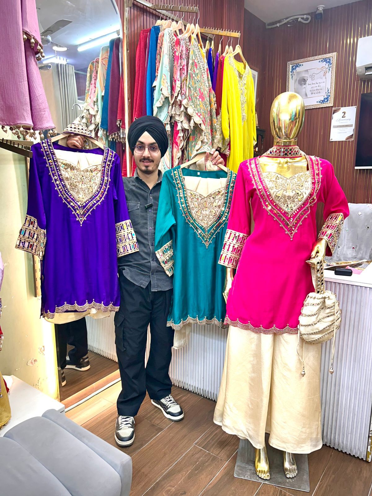 Pure Cotton Silk Choker Coord set with Sharara