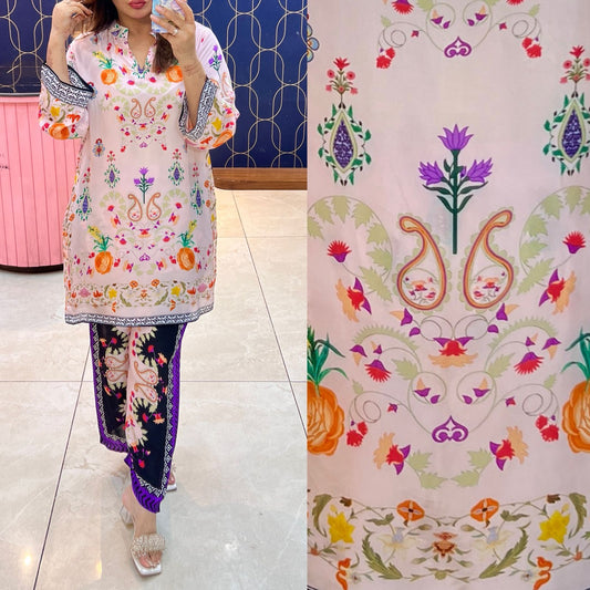 Digital print crepe coord set