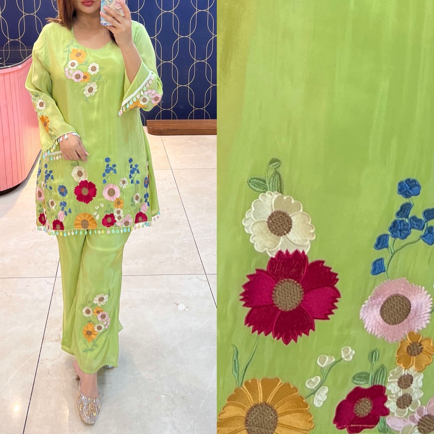 Pure Shimmer Coordset with beautiful embroidery