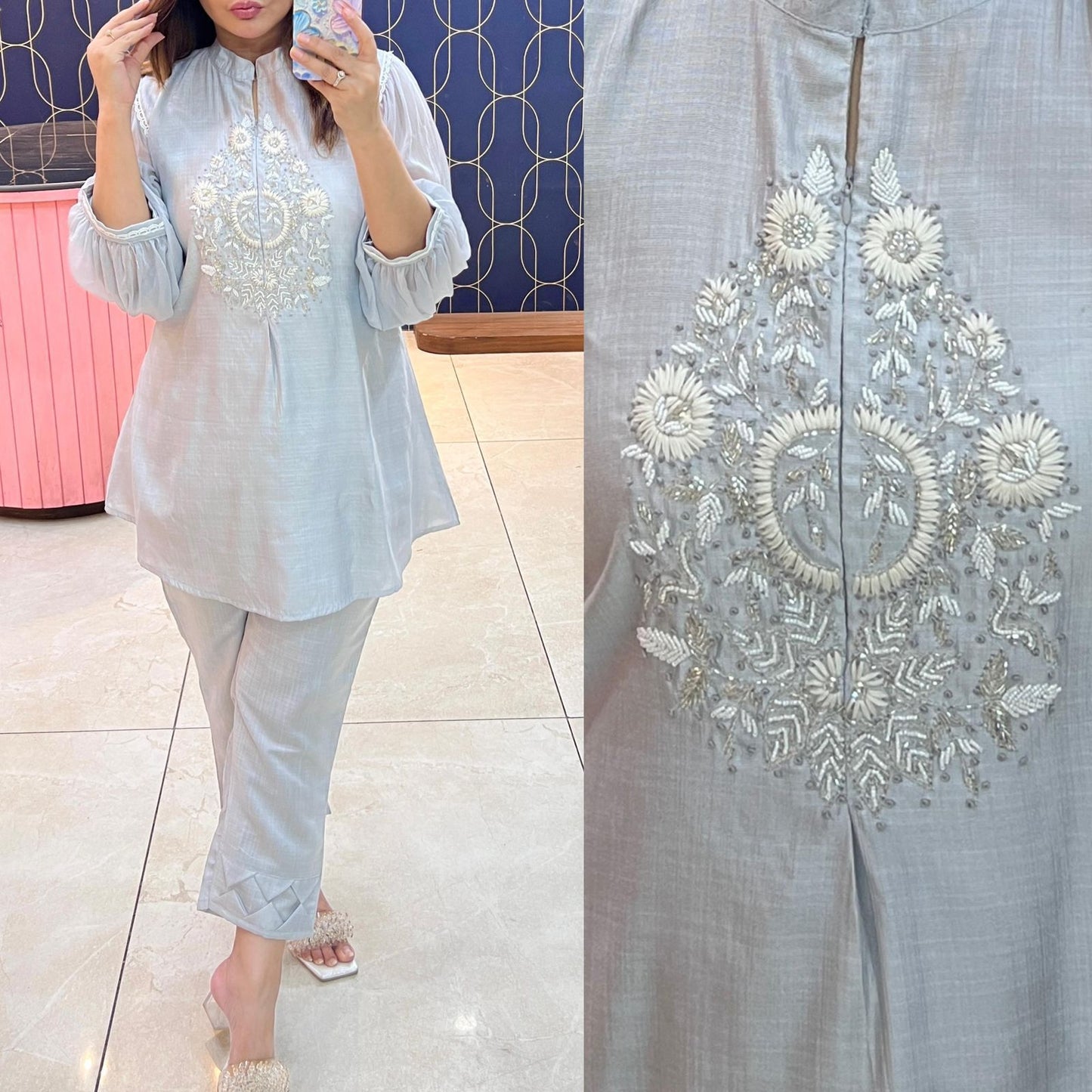 Beautiful coord set with chiffon sleeves