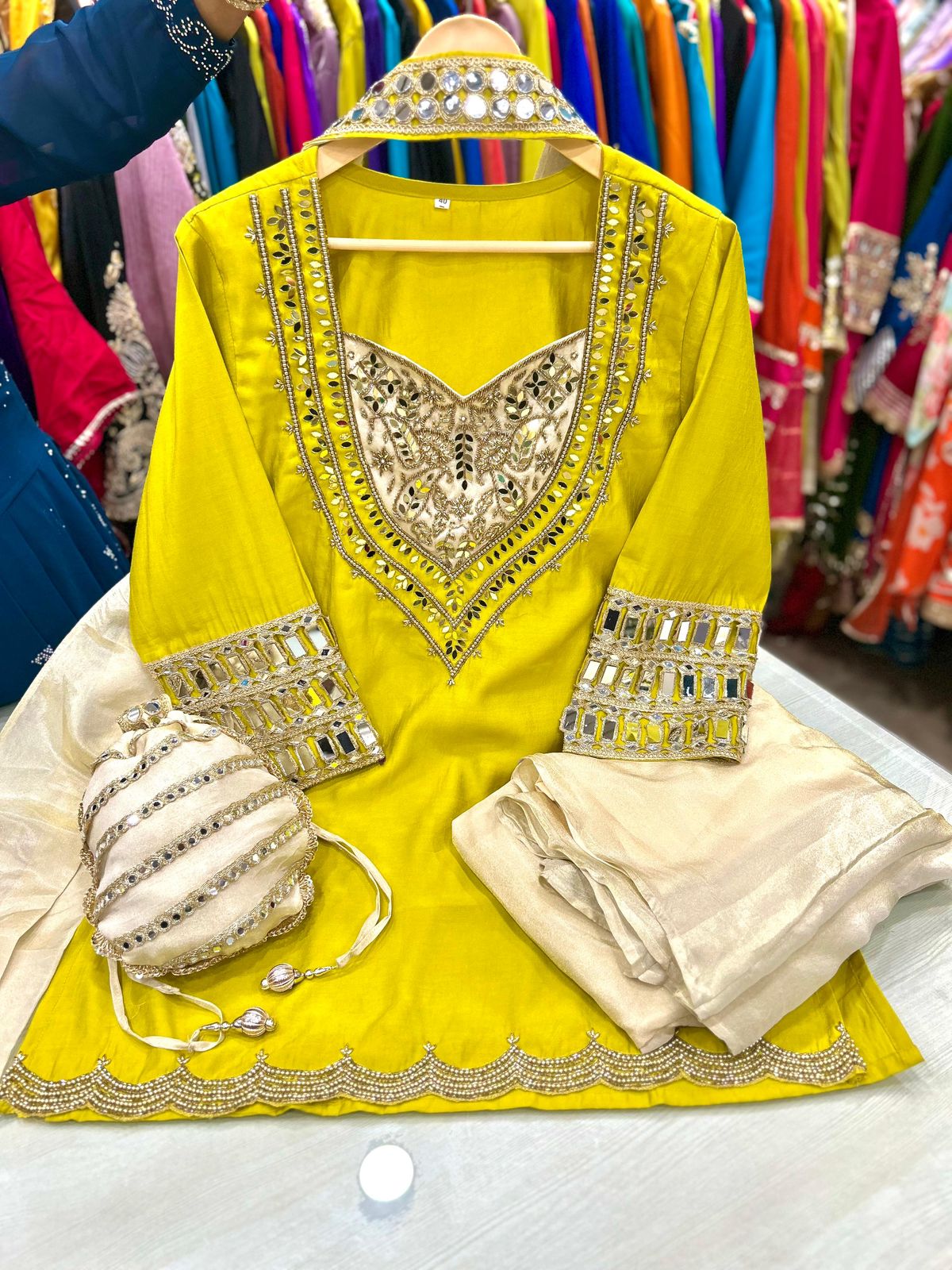 Pure Cotton Silk Choker Coord set with Sharara