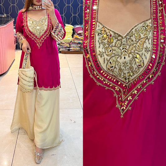 Pure Cotton Silk Choker Coord set with Sharara