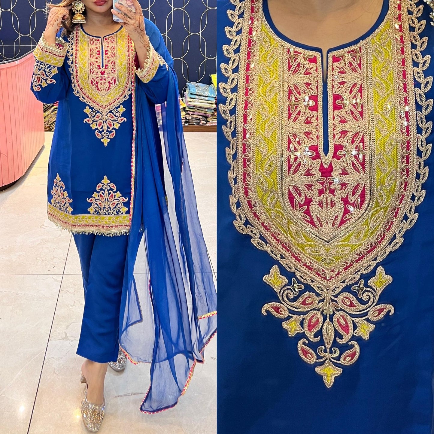 Designer Dupatta Coord with Beautiful embroidery