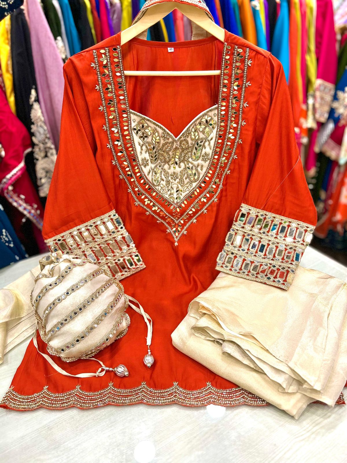 Pure Cotton Silk Choker Coord set with Sharara